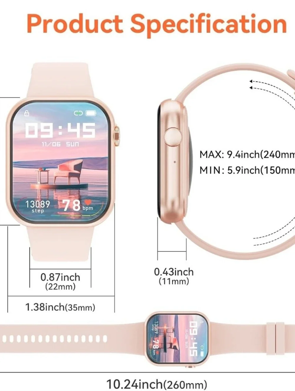 Smart Watch (Answer/Make Call) 1.85inch - PINK